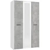 Dmora Kleiderschrank 3 Türen Lavagno 119x53 cm Weiß, Kleiderständer 5 Regale