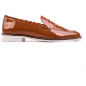 Omnio Slipper für Damen, Cognacfarben, aus glattem Leder