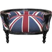 Casa Padrino Barock Hunde & Katzen Sofa Union Jack/Schwarz - Hundebett & Katzenbett 71,5 x 53 x 41 cm