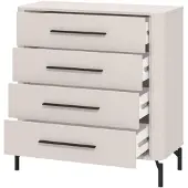 Dmora Kommode Mogoro 90x40x94h cm Weiß, 4 Schubladen mit Schiebemechanismus