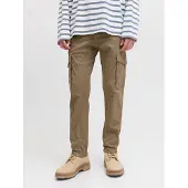 Jack & Jones Cargohose "PAUL FLAKE", Herren, Gr. 31, Länge 30, beige (brindle), Web, Obermaterial: 98% Baumwolle, 2% Elasthan, unifarben, bequem normal, Hosen Cargohose, Baumwollmischung, regular fit