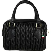 Florence Damen Handtasche, Schultertasche Leder Tasche schwarz OTM815S
