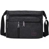 INF Herren Canvas Umhängetasche - Stilvolle und praktische Schultertasche Schwarz