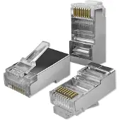 Qoltec Pass-Through RJ45 Stecker | CAT6 | FTP | Pass Through | Vergoldete Kontakte | 100 Stück