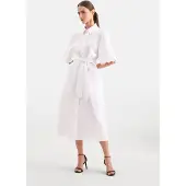 Seidensticker Sommerkleid , Damen, Gr. M (38), Normalgrößen, weiß, 100% Leinen, unifarben, regular fit, Kleider Sommerkleid, 1/2 Kragen Uni