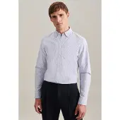 Seidensticker Businesshemd "Slim", Herren, Gr. XXL (45), normale Ärmellängen, blau, 100% Baumwolle, gestreift, slim fit, 2-Knopf-Manschette, Hemden Businesshemd, Slim 1/1 Button-Down-Kragen Streifen