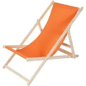 Feel2Home Sonnenliege Strandstuhl aus Holz klappbar ohne Armlehnen, 3-fach verstellbar, gepolsterte Auflage, für Garten, Orange