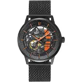 Pierre Lannier Paddock 345A499 Automatikuhr Skelettzifferblatt Edelstahl Milanaisearmband Schwarz 43 mm