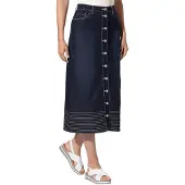 HEINE Jeansrock "Jeans-Rock Jeansrock mit Kontrastnähten", Damen, Gr. 36, blau (dunkelblau), WebStoffJeans, , Modisch, Röcke Jeansrock