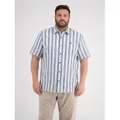 Lerros Gestreiftes Kurzarmhemd in grossen Größen - True Blue - 6XL