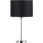 Brumberg 58107020 Tischleuchte chrom glänzend mit Stoffschirm schwarz, 1 x E27, max. 15 W LED, IP