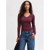 JJXX Freya Straight Fit Langarm-t-shirt Mit V-ausschnitt