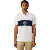 Hackett London für Herren. HM5600187 Polo H Panel, weiß (M), Lässig, Baumwolle, Kurzarm