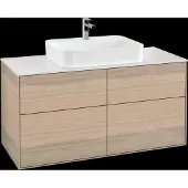 Villeroy & Boch V&B Waschtischunterschrank Wandbeleuchtung Finion 120x60,3cm, Abd.-Pl. wh. m, Oak Veneer