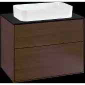 Villeroy & Boch V&B Waschtischunterschrank Wandbeleuchtung Finion 80x60,3cm, Abd.-Pl. bla m, Walnut veneer