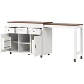 STILVORA Kücheninsel MDF Weiß 131,5-210x40x92 cm, drehbar, mit Stauraum