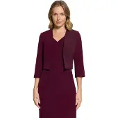 Vera Mont Bolerojacke "Bolero-Jacke mit Kellerfalten", Damen, Gr. 44, lila (strong aubergine), Obermaterial: 90% Polyester PES. 10% Elasthan EL., Jacken Bolerojacke