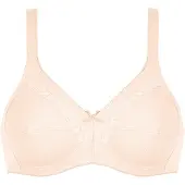 Naturana Soft-BH "Classics", Damen, Gr. 100, Cup A, beige (weiß rosa), Obermaterial: 100% Baumwolle, bequem, BHs Soft-BH, feminin, bequem, breite Träger, ohne Bügel, dekorative Schleife