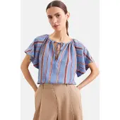 Seidensticker Klassische Bluse , Damen, Gr. S (36), blau, 85% Viskose, 15% Polyamid, gestreift, regular fit, Rundhals, Blusen Klassische Bluse, Tunika Gestreift