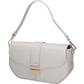 Roberta Rossi Damen-Schultertasche Echtleder Runzelleder Magnetverschluss Beige UNICA 27x15x7 cm