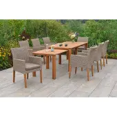 Merxx Garten-Essgruppe "Ranzano", beige (natur, natur, natur), Polyester, Aluminium, Kunststoff, Massivholz, Sitzmöbel-Sets, Garten-Essgruppe, 8 Sessel inkl. Sitzkissen, Ausziehtisch