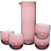 Villeroy & Boch Gläser-Set "Trinkgläser mit Karaffe Like Glass 5er Set", lila (grape), B:2cm H:2cm, Glas, LIKE. BY , Trinkgefäße, Gläser-Set, Handwäsche wird empfohlen