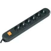 Bachmann SMART Steckdosenleiste 6x Schutzkontakt, Schalter, schwarz, 3 m