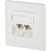 METZ CONNECT 130B12D21002-E Netzwerkdose Unterputz Einsatz mit Zentralplatte und Rahmen CAT 6a 2 Port Reinweiß