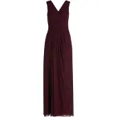 Vera Mont Abendkleid "Abendkleid mit V-Ausschnitt", Damen, Gr. 40, EURO, lila (strong aubergine), Obermaterial: 92% Polyamid PA. 8% Elasthan EL., Kleider Abendkleid