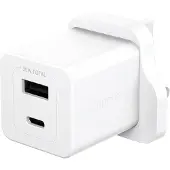 PanzerGlass empower by  Turbo 35W Ladegarät inkl. USB-C + USB-A | UK Anschluss | Silber Weiß, Weiß