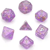 HOT Games Würfelset lila gold foil shimmer 7-teilig brick