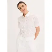 Bonprix Langarmbluse , Damen, Gr. 36, wollweiß, Obermaterial: 100% Baumwolle, regular fit, Blusen Langarmbluse, eleganter Stil, mit Hemdblusenkragen, Regular Fit, aus Baumwolle