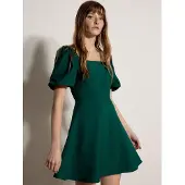 Apricot Minikleid "Fit-and-Flare-Minikleid", Damen, Gr. XS (34), N-Gr, grün, gewebt, Obermaterial: 92% Viskose CV. 8% Nylon NY., uni, normal, Kleider Minikleid, mit Smokdetails