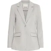 Ichi Blusenblazer "Damen Blazer IHKATE", Damen, Gr. L, grau (grau melange), Obermaterial: 74% Polyester PES. 22% Viskose CV. 4% Elasthan EL., Blazer Blusenblazer