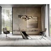 DELIFE Esstisch Edge Oval 280x130 Keramik Iris FMG Agatablack Cono Metallic Silber