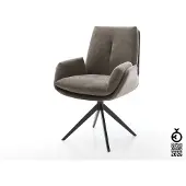 DELIFE Drehstuhl Clea-Flex Strukturstoff Soft Taupe Kreuzgestell breit Schwarz 360° drehbar Wippfunktion