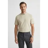 Boss green "Tee Collar Relaxed Fit" Stretch Jersey Baumwolle, Logo Centered, Rundhals