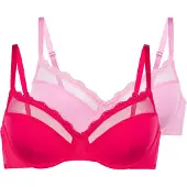 Dorina 1100000002199 "Jana", Damen, Gr. 95, Cup F, pink (pink, pink), Microtouch, Obermaterial: 82% Polyamid, 13% Elasthan, 5% Polyester, BHs 1100000002199, Spitzen-Details
