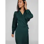Vila Langärmeliges Midi Kleid Mit V-ausschnitt