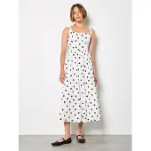 Apricot Midikleid "Midi-Kleid mit Polka-Dot", Damen, Gr. M (38), N-Gr, schwarz (weiß), gewebt, Obermaterial: 100% Baumwolle CO., Kleider Midikleid, mit Smokdetails