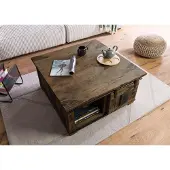 MASSIVMOEBEL24.DE MASSIVMOEBEL24 Couchtisch Mango 90x90x45 braun lackiert RAILWAY #4006