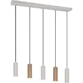 TRIO Hängelampe Soka, braun/grau, Länge 85 cm, Metall, 5-flg.