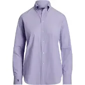 Ralph Lauren für Damen. 211941509003 Fliederfarbenes Fil-à-Fil-Hemd aus elastischer Baumwolle (36), Lässig, Langarm