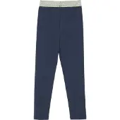 s.Oliver Leggings JUNIOR, Mädchen, Gr. 104, N-Gr, dunkelblau, Web, Obermaterial: 95% Baumwolle, 5% Elasthan, unifarben, eng lang, Hosen Leggings, mit Glitzer-Gummizug / Stretch - für Girls