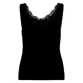 Zero Trägertop "Trägertop mit Spitzenkante", Damen, Gr. 44, schwarz (schwarz beauty), Obermaterial: 95% Baumwolle CO(Bio). 5% Elasthan EL., Tops Trägertop