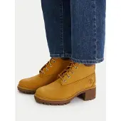 Timberland Schnürstiefelette "Kinsley", Damen, Gr. 37, gelb (wheat, braun), Leder, Synthetik, Schuhe Schnürstiefelette, Winterschuhe, Winterstiefel, Schnürboots, Winterboots, wasserdicht