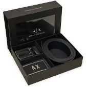 Armani Exchange für Herren. XM000185AF11958MC038 Ledergürtel-Set mit zwei schwarzen Schlaufen (OSFA), Lässig
