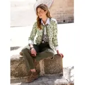Inspirationen WITT WEIDEN Jacquard-Strickjacke in khaki-ecru-gemustert | Gr.: 52