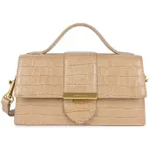 LANCASTER PARIS Baguette-Tasche mit Überschlag M Croco Ily Naturel