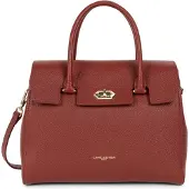 LANCASTER PARIS Handtasche mit Klappe und Metallverschluss M Milano Cosmos Karmin
